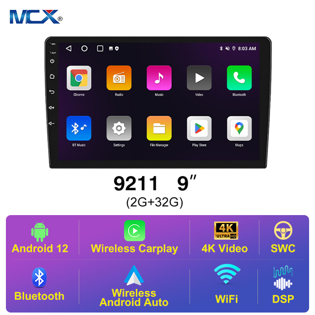 MCX 9211 9 بوصة 2 + 32G USB شاشة فيديو للسيارة الوسائط المتعددة بالجملة