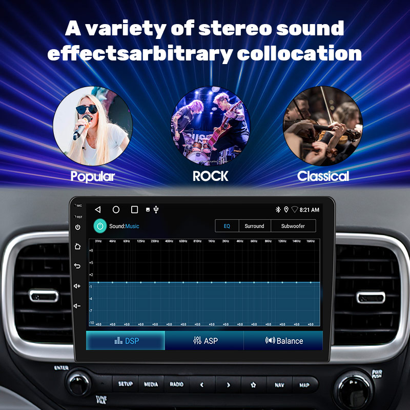 يتم تحسين جودة صوت استريو السيارة من خلال معالجة الإشارات الصوتية الصادرة من النظام الصوتي للسيارة باستخدام معالج الإشارة الرقمي (DSP).