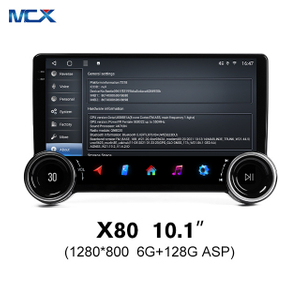 MCX X80 10.1 بوصة 6 + 128G ASP Double Din Apple Carplay مع مقبض حجم مشغل سيارة مخصص