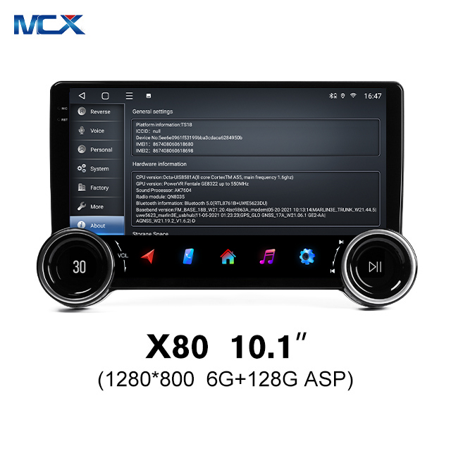 MCX X80 10.1 بوصة 6 + 128G ASP Double Din Apple Carplay مع مقبض حجم مشغل سيارة مخصص